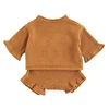 H2460/Fashion Girls Autumn Tracksuit Knit Cotton Pullover Baby Jog Set Snap Button Shorts