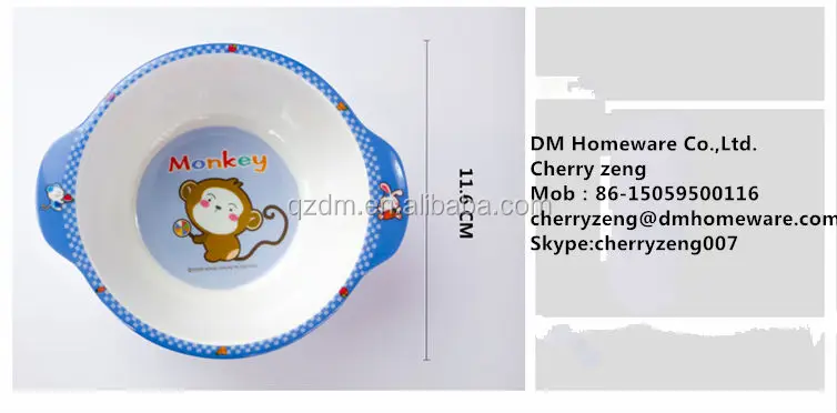 Kids Melamine Dinner Bowl With Handles