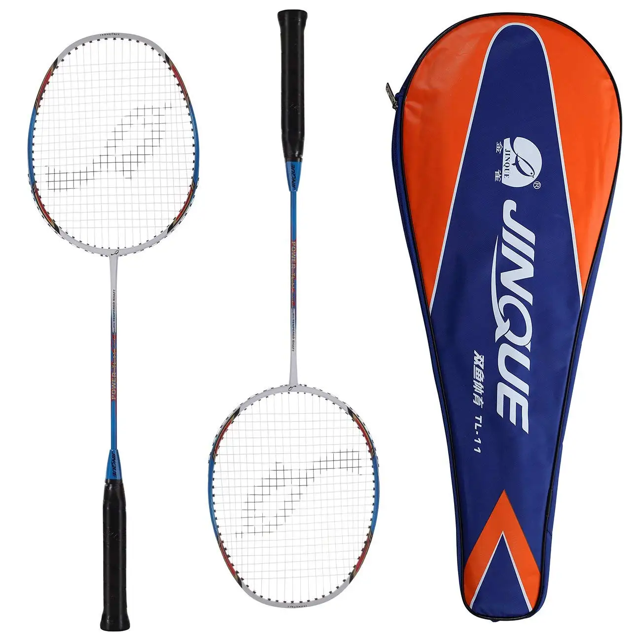 Junior Training Jinque Badminton Rackets 2-Player Beginners Practice Racquets Lightweight Badminton Racquets with Carrying Bag for Kids and Adults 