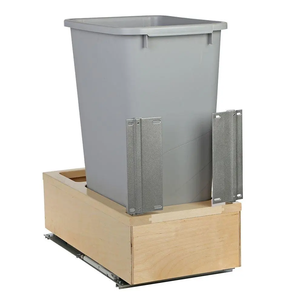 Knape & Vogt 11-1/4 in. x 22-3/8 in. x 23-5/16 in. 50 Qt. Undermount Soft-Close Single Trash Can