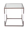 Square cube clear glass white and brown powder coating frame coffee table