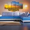 Modern Oil Painting Sunflower Modular Canvas Art Landscape Sun Print and Poster Wall Picture for Living Room Frameless 5pieces