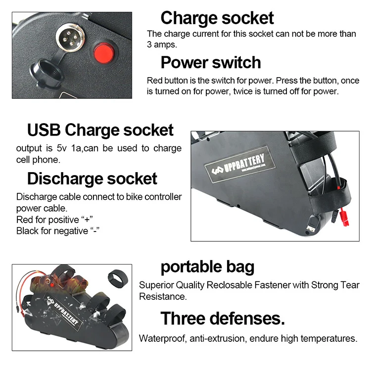 New Electric Bike Triangle Battery 52V 15AH lithium battery with plastic case