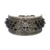2 Inch Wide Spiked Studded Skull PU Leather Large Dog Collars