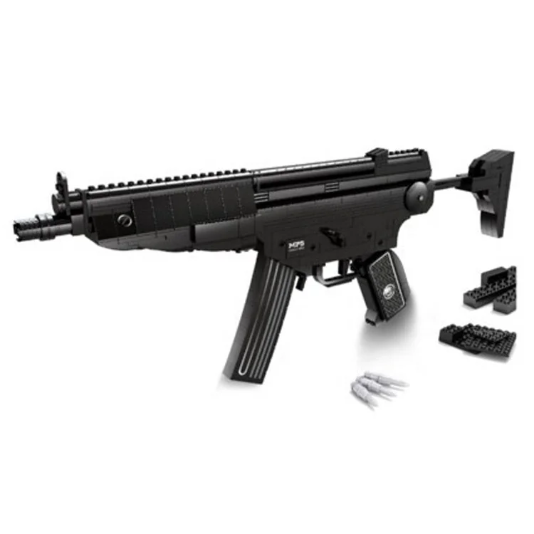 M&aacute;y Carbine MP5 Ausini Ch&aacute;y Gạch 597 PCS Khối X&acirc;y Dựng Bằng Nhựa S&uacute;ng Bắn Tỉa Cho B&eacute; Qu&acirc;n Sự Vũ Kh&iacute; Rifle DIY Rifle đồ chơi