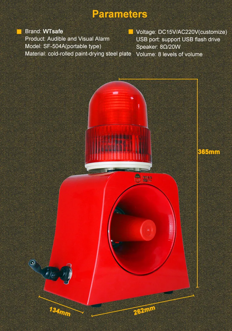 Hand Hold Rechargeable Red Led Flashing Alarm Beacon Warning Light With