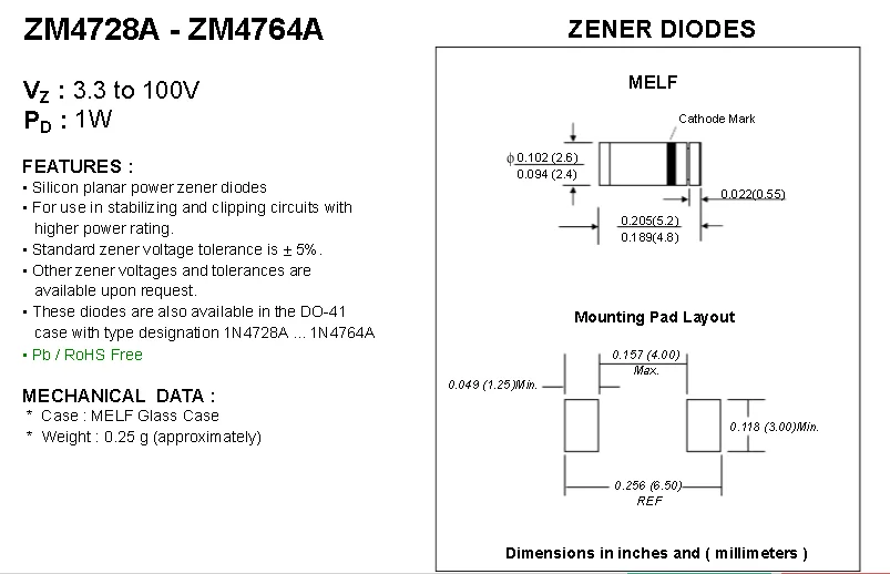 Zm4728a To Zm4761a Smd Zener Diode Numbers Buy Zener Diode Numbers,Smd Zener Diode Code,Zener