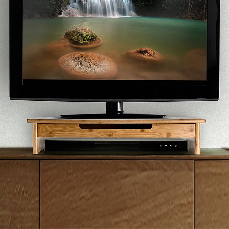 Natural Bamboo Monitor Stand With Pullout Drawer Buy Bamboo Monitor