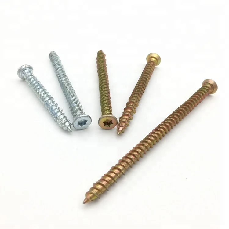 All Sizes Zinc and Yellow Passivated Torx drive 7.5mm Hi Lo thread Concrete Screws