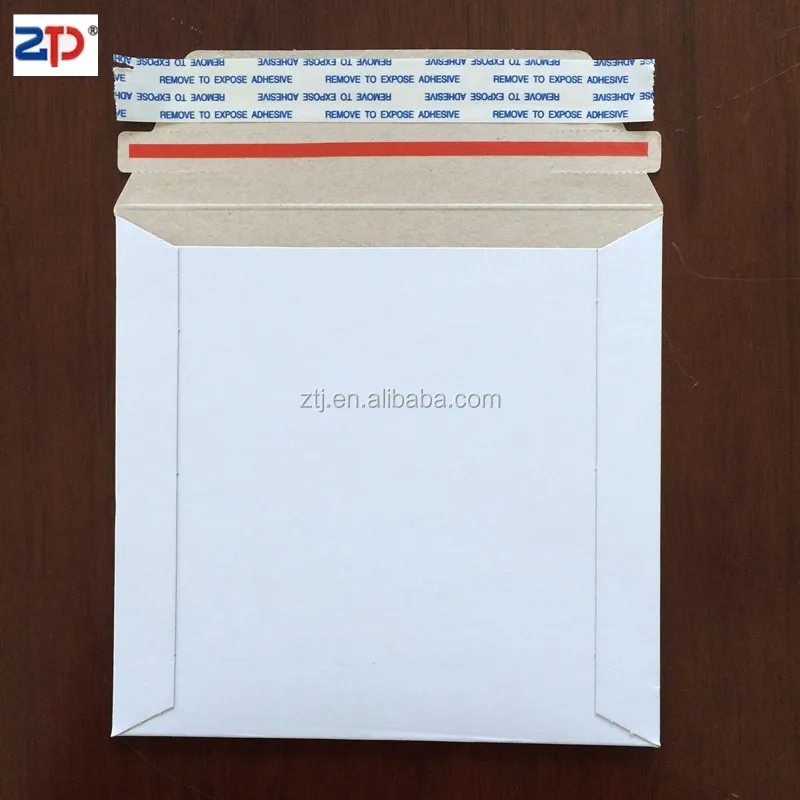 200-7x9 7/"x9/"  Stay Flat Rigid Mailer Cardboard White Envelope Photo 350GSM