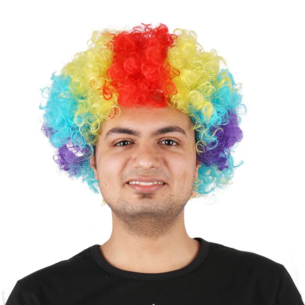 Cheap Short Wholesale Rainbow Color Small Clown Afro Wigs Buy Cheap Clown Wig Rainbow Afro Wig Short Afro Wigs Product On Alibaba Com