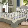 Wholesale Queen Patchwork Ruffled Green Cotton Coverlet Quilted Bed Cover Designs