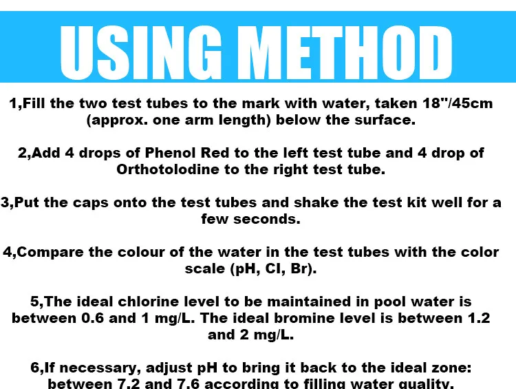 2019 Pool swimming pool rapid PH chlorine water test kits , 3 way test strips