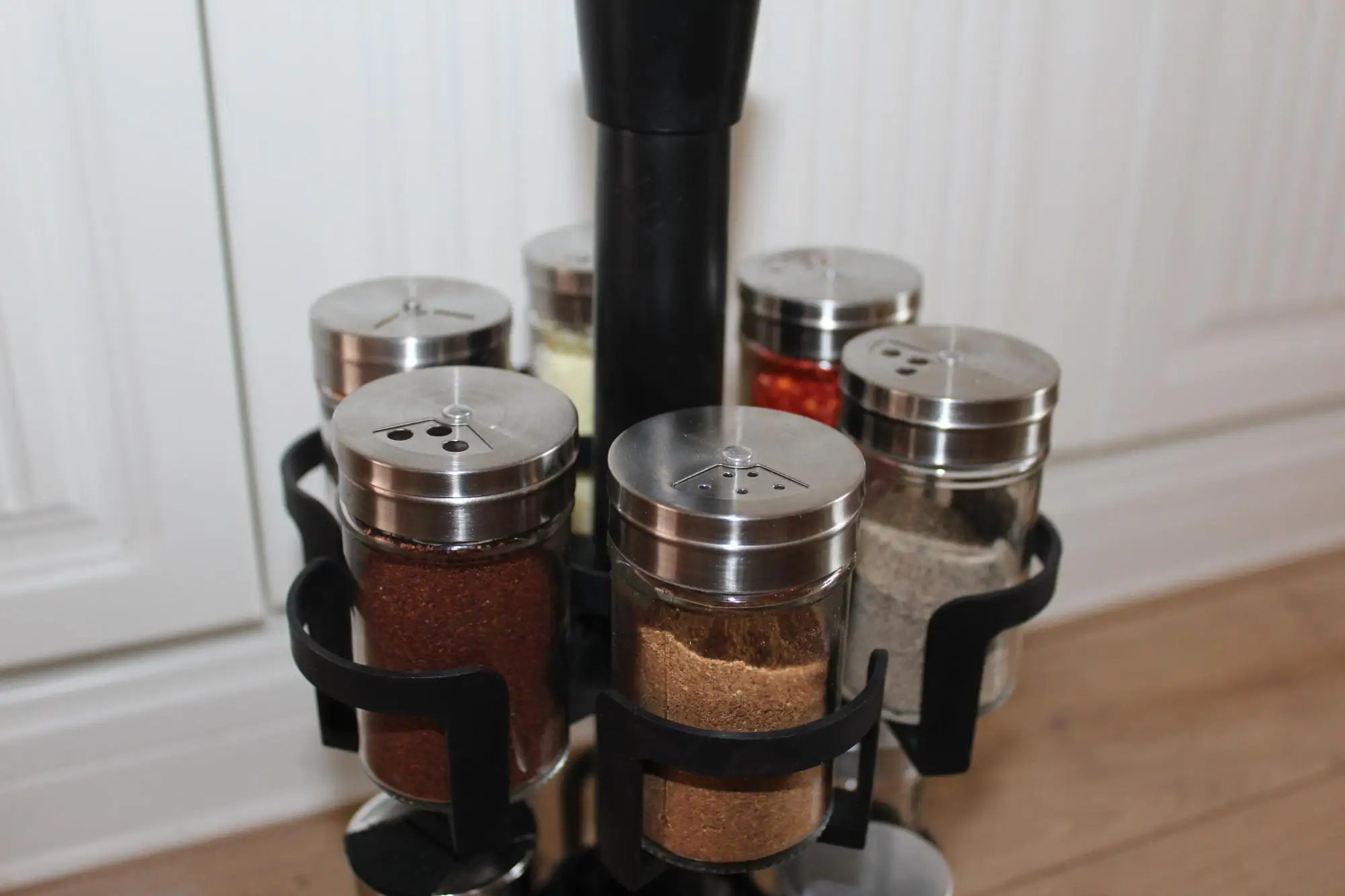 12 Jar Filled Spice Rack Glass Silver Display Revolving Jars Bottles Organizer Buy Kitchen