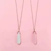 2018 New Design Long Chain Water Drop Shape Natural Opal Rose Quartz Amethyst Stone Pendant Necklaces