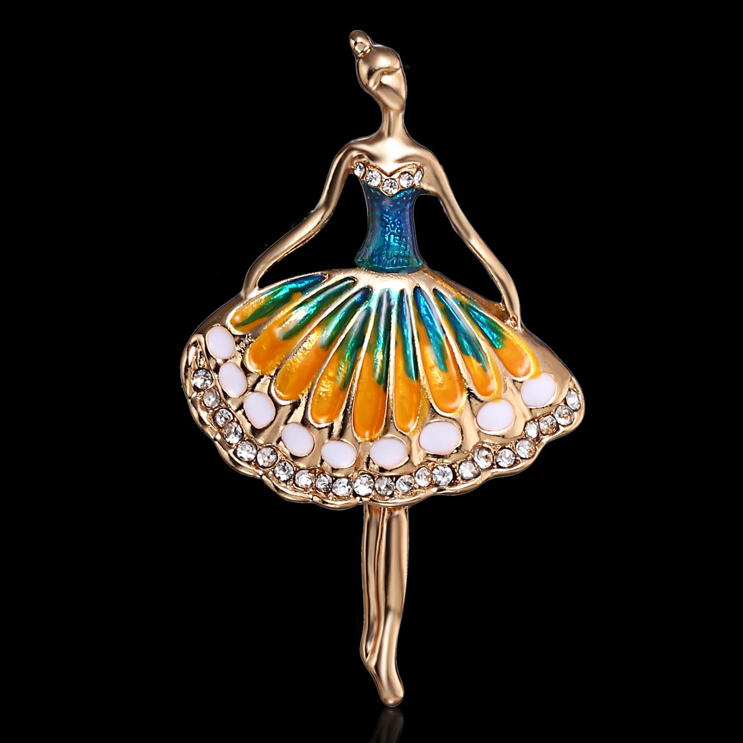 2018 时尚芭蕾女孩女性胸针彩绘珐琅胸针别针派对配饰锌合金服装胸针