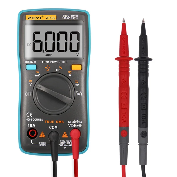 Zoyi 60mohms 1000v Multi Tester Capacitance Meter Small True Rms Zt102 ...