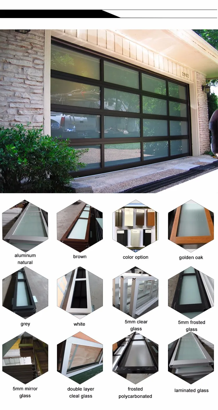 aluminum frame glass panel insulated frosted glass panel garage door cost