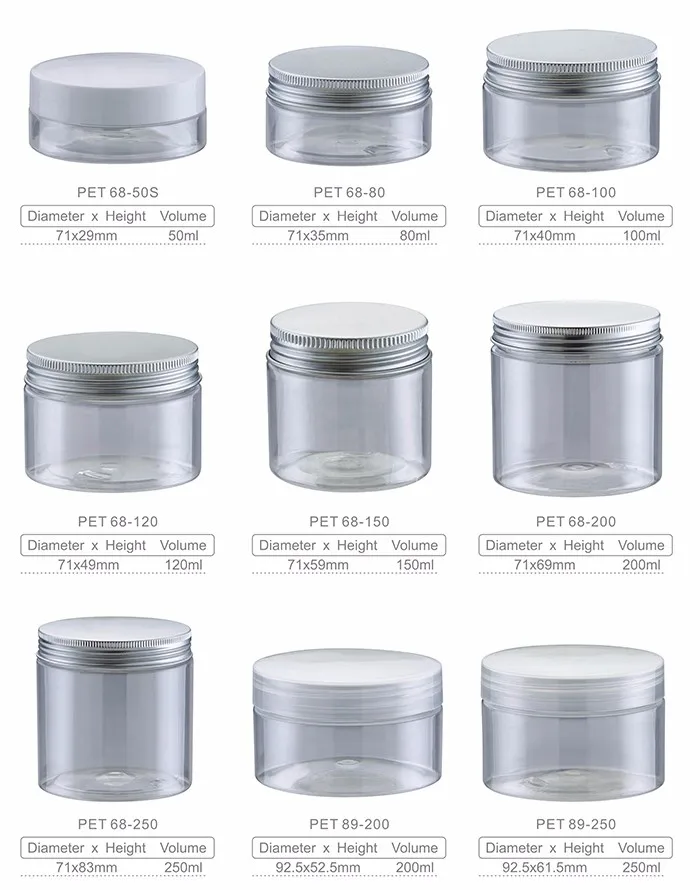Empty Custom Jar Packaging Plastic Small Clear Jars Containers With