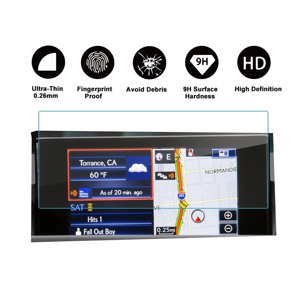 RUIYA 2013-2017 Lexus ES 300H 350 8-Inches Car Navigation Protective Film,Clear Tempered Glass HD and Protect your Eyes