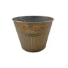 Metal Round Planters Indoor herb garden pot with Combed Design & customized Embossed logo