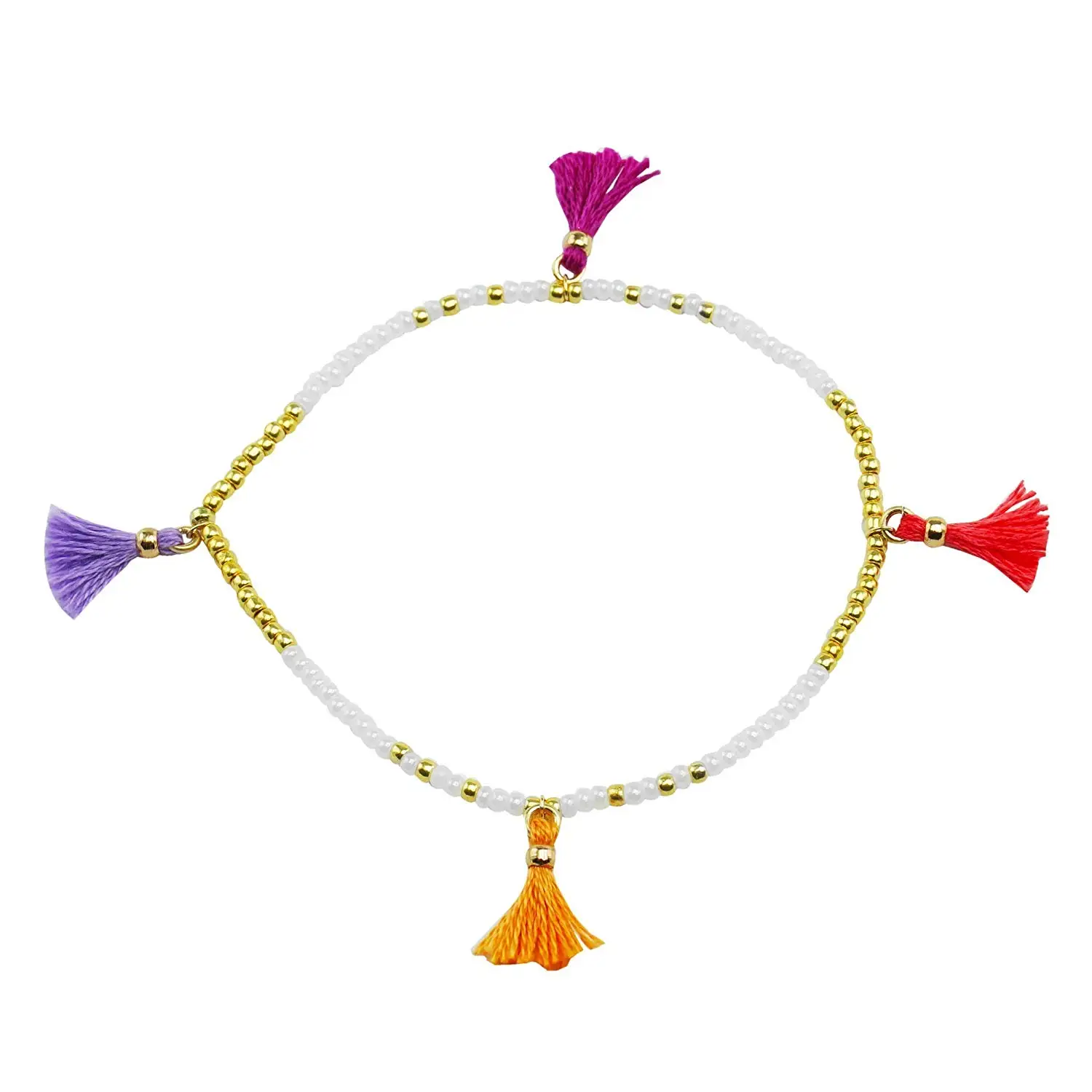 Tropical Tassel seed bead bracelet / handmade tassel bracelet / tassel bracelet charms / tiny tassel / mini tassel / tassel bracelet for women / purple boho tassel bracelet / free gift box included