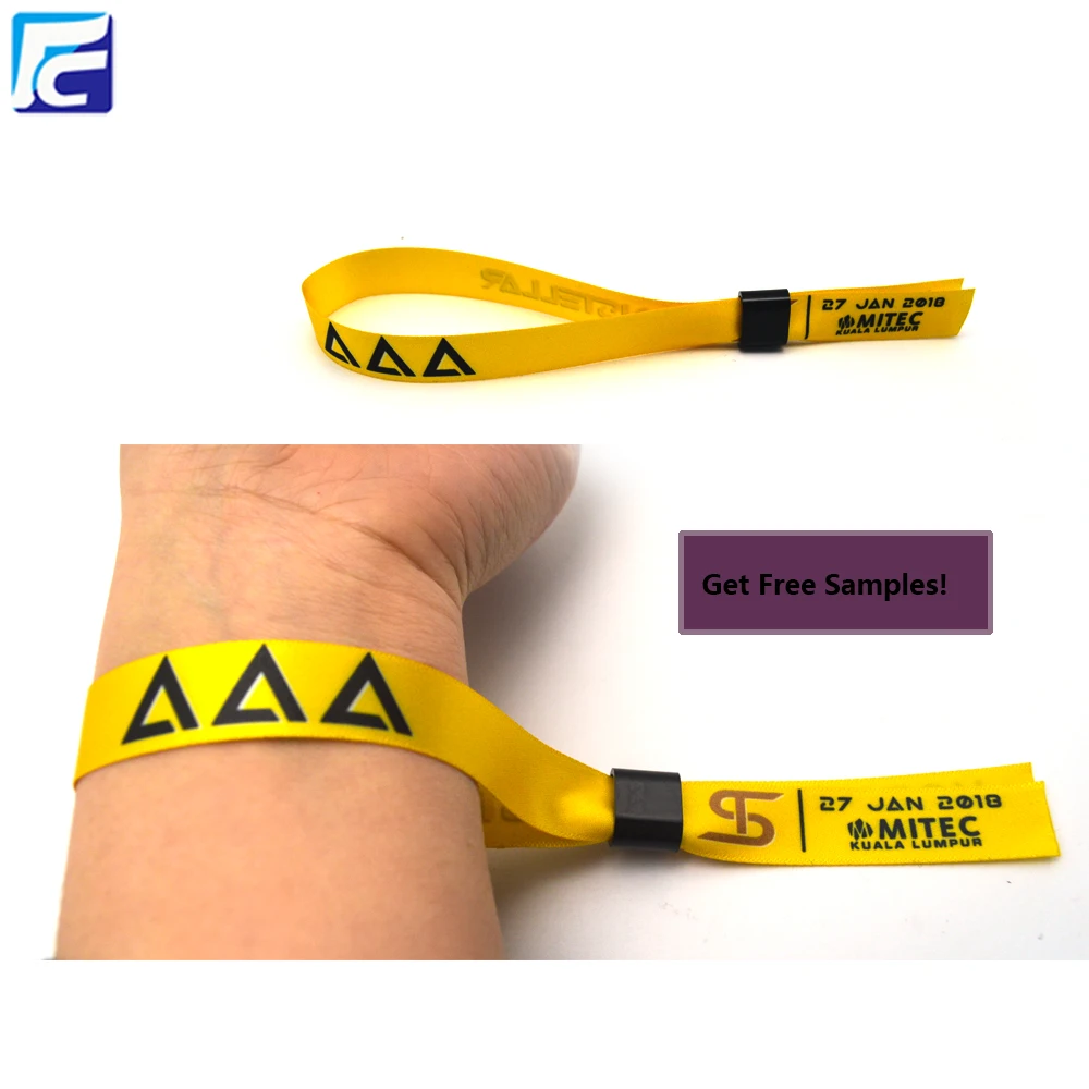 Customized Fabric Festival Muiticolored Wristband Lock/slide Lock