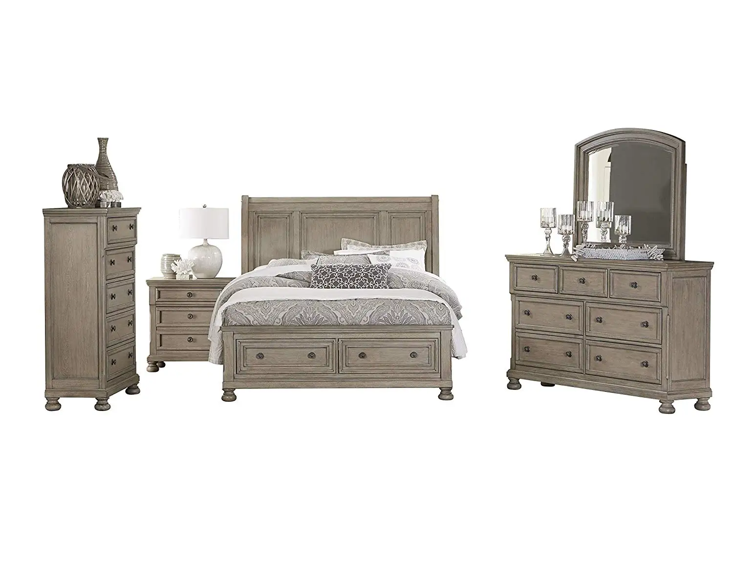 Buy Bradway Rustic 5pc Bedroom Set E King Sleigh Storage Bed