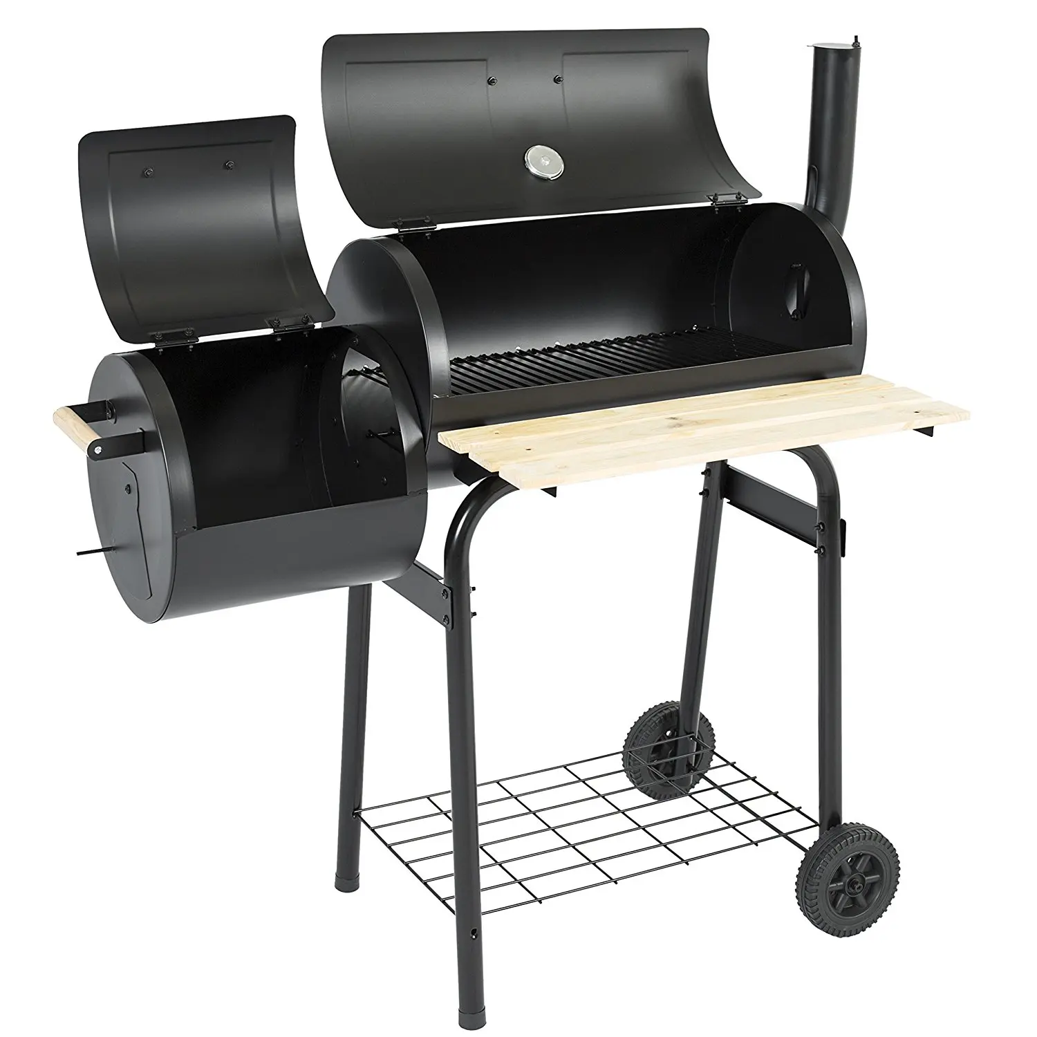 Heavy Duty Charcoal Oil Drum Barrel Barbecue Trolley Bbq Grill Smoker ...