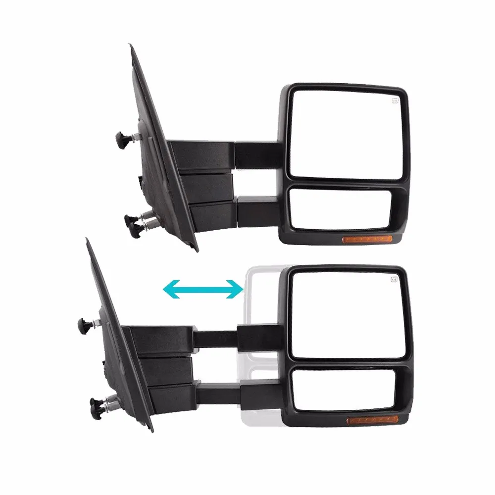 Black Texture Side View Mirror Power Controlling Heated Led Turn Pick Up Truck Side Mirror For