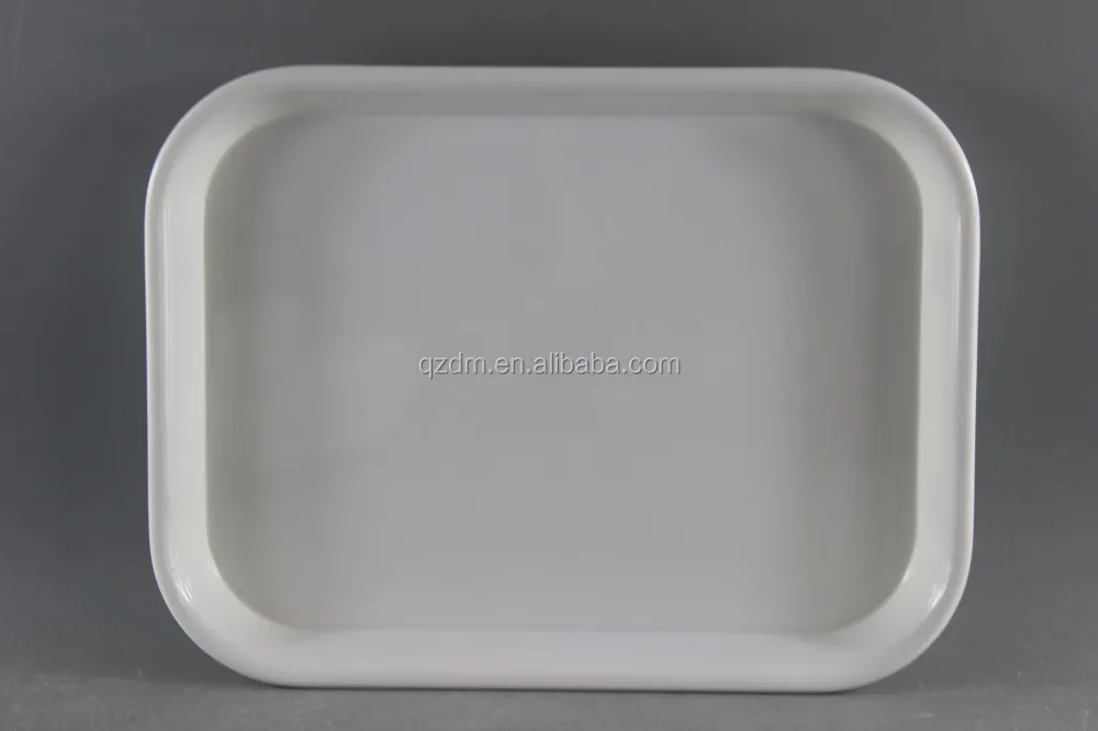 10" And 15" Melamine Rectangle Trays Plain White Material