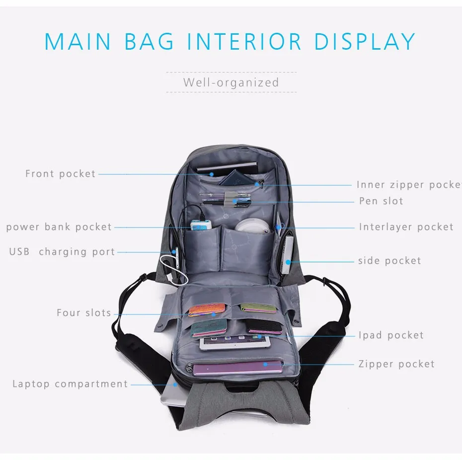 2017 Tigernu Anti-thief USB charging 15.6inch Business laptop backpack for women Men Backpack school backpack Bag Male Mochila