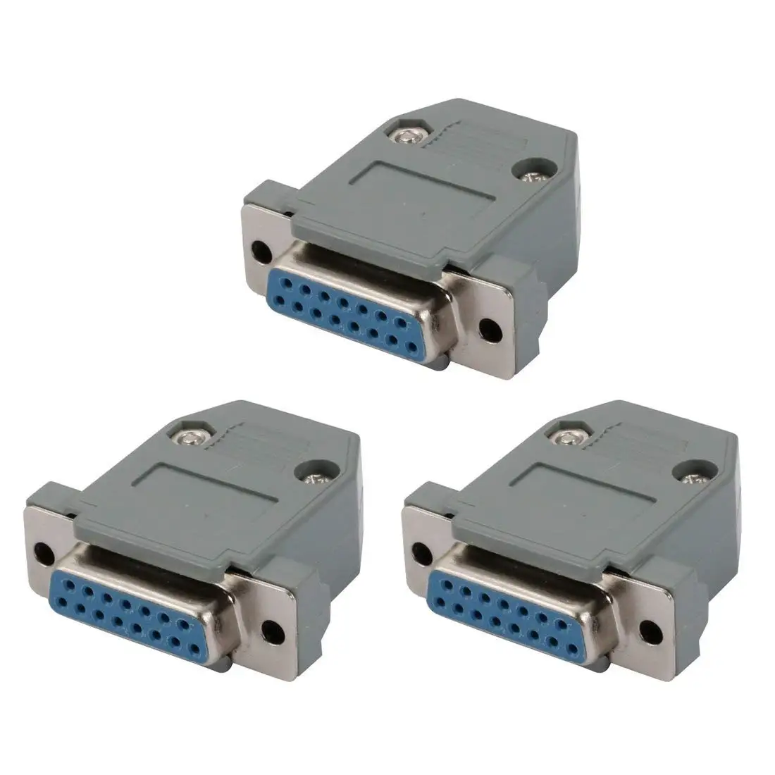 uxcell DB15 15 Pins 3 Rows VGA Male Converter Connector Adapter w Metal Housing Assembly