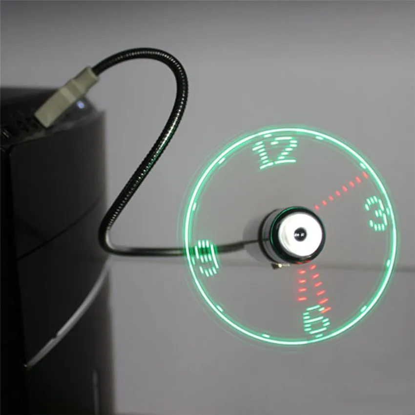 High Quality Usb Mini Flexible Time Led Clock Fan With Led Light Cool