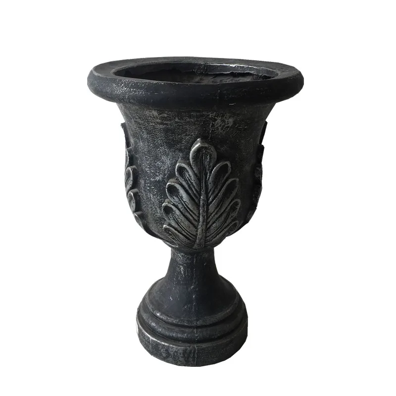 Black Color Tall Fiberglass Flower Pot Urn Garden Planter Buy Black
