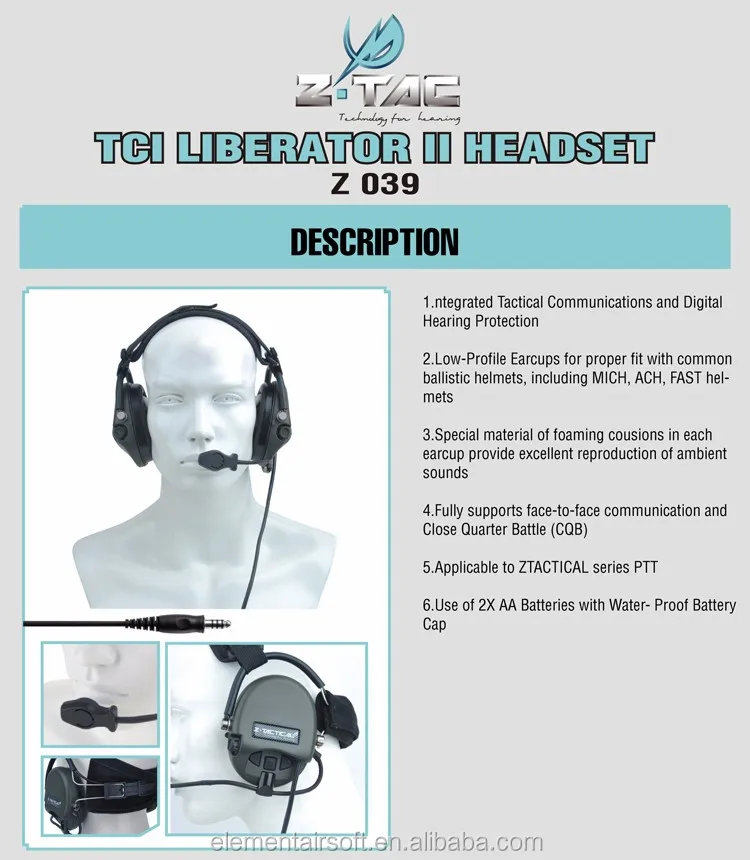 Z-Tactical direct sale tactical military headset TCI Liberator II 