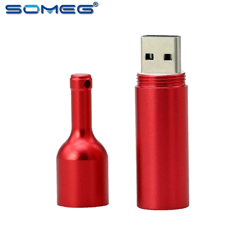 USB Flash 4GB Metal Matte Red Wine Bottles 8GB 16GB 32GB 64GB 128GB Usb 2.0 Memory Stick U Disk Pen Drive Pendrive - ANKUX.COM