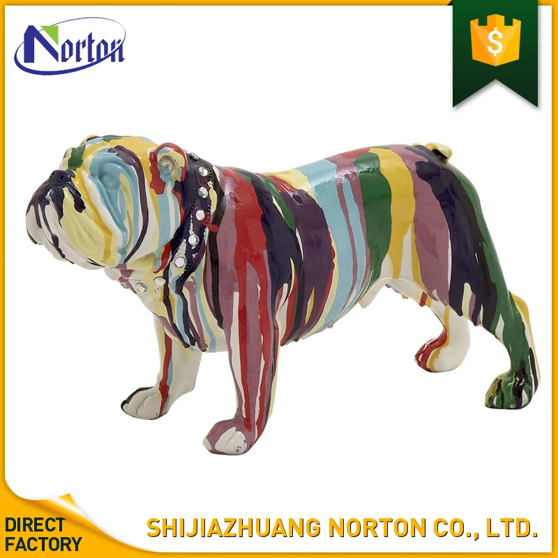 Life Size Mix Color Outdoor Fiberglass Bulldog Sculpture Ntfs440a