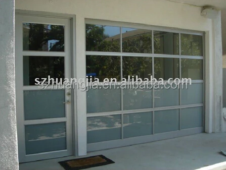 Black Anodized Aluminum Frame Automatic Frosted Tempered Glass Panels Garage Door prices