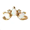 18K gold plated jewelry 925 silver minimalist crown opal wedding rings