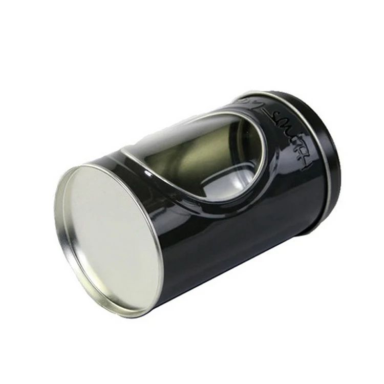 Bodenda customized food grade metal round tea tin box coffee tin can with clear window
