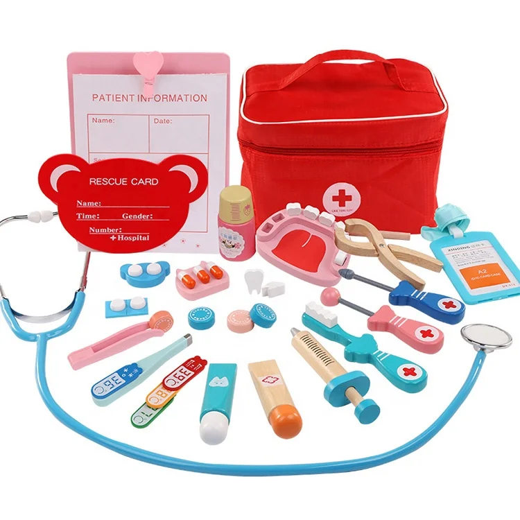 Wooden Toys Spielzeug Pretend Play Doctor Set Nurse Injection Medical