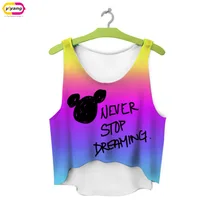 multicolor 3D Print women tank tops & camis printed sleeveless vest girls summer short crop tops irregular