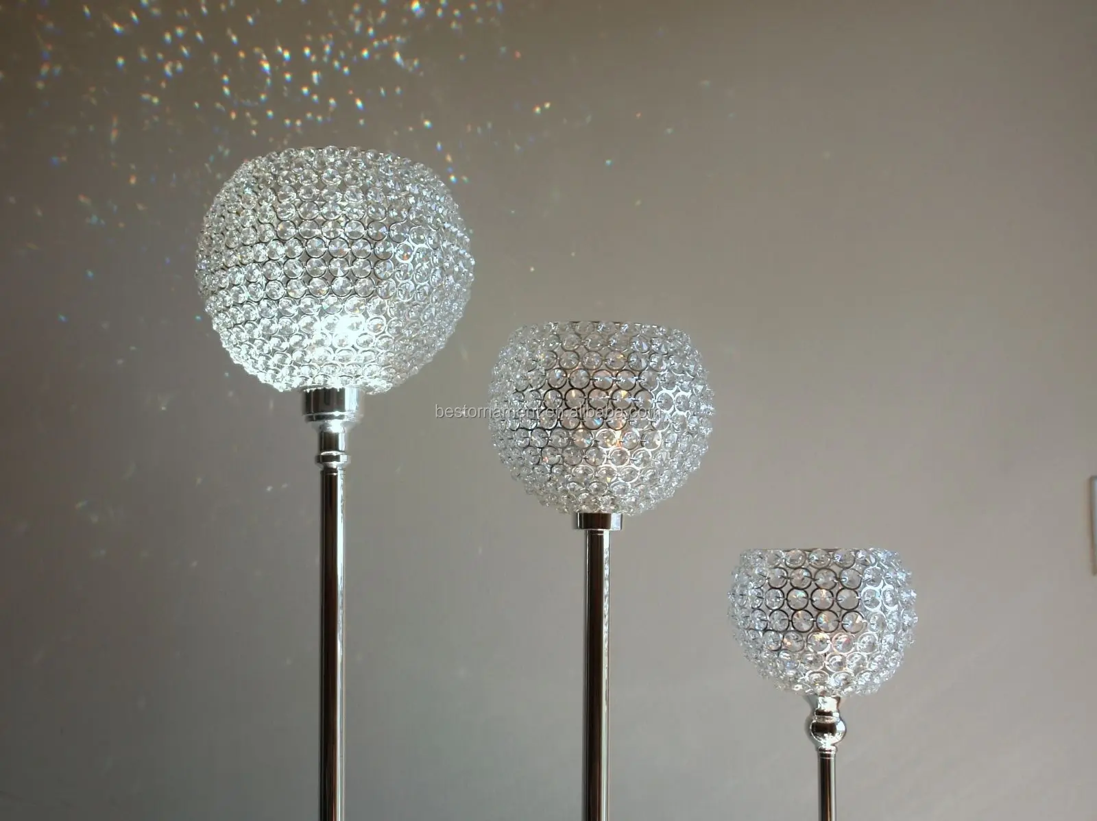 Diamond Ball Crystal Beaded Candelabra For Wedding Centerpiece Decor