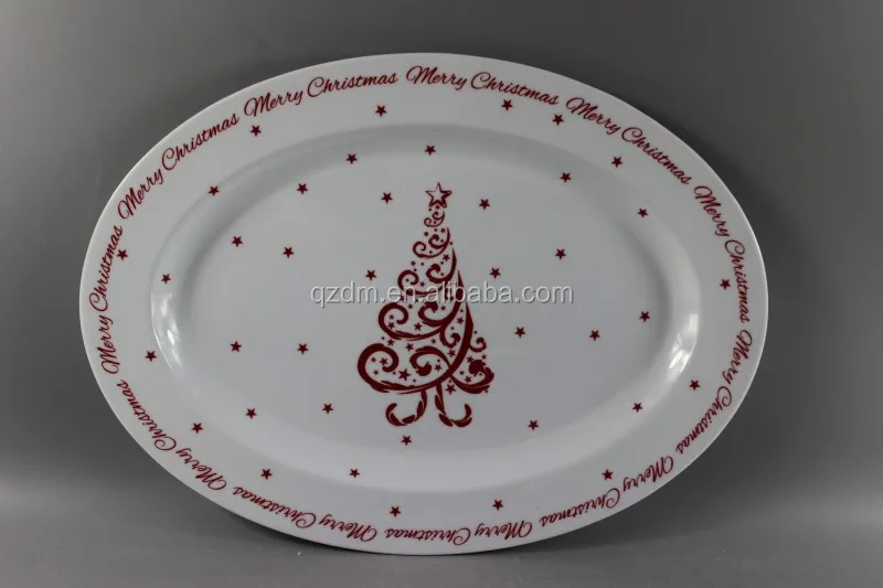 14" melamine oval dinner plate X'mas dinner plate
