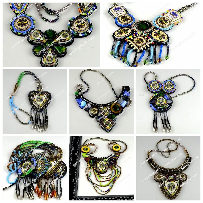 tibetan style pendant applique indian style beaded collar bohemian beaded necklace