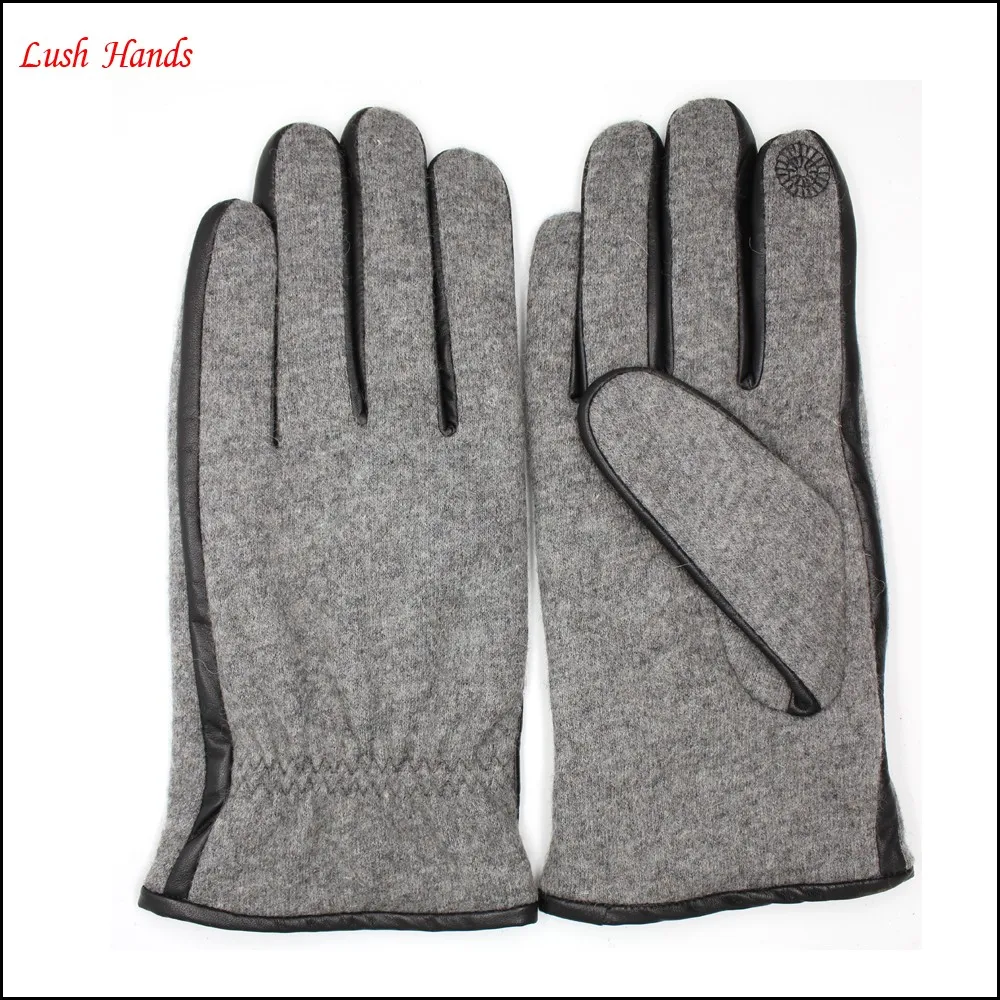 mens grey wool gloves