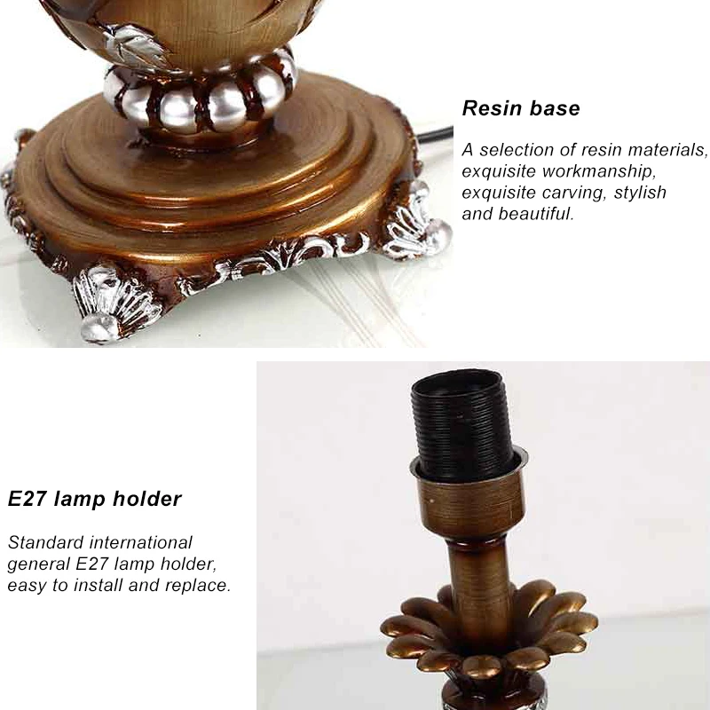 American Style Modern Home Luminaries Fabric Shade Rose Gold 3D Base Polyresin Industrial Table Lamp Indoor