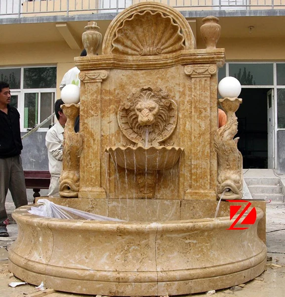 Large Stone Wall Fountain With Lion Head Large Stone Wall Fountain With Lion Head
