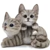 Grey cute cats play figurine, resin cat model, polyresin cat sculpture home and garden decoration
